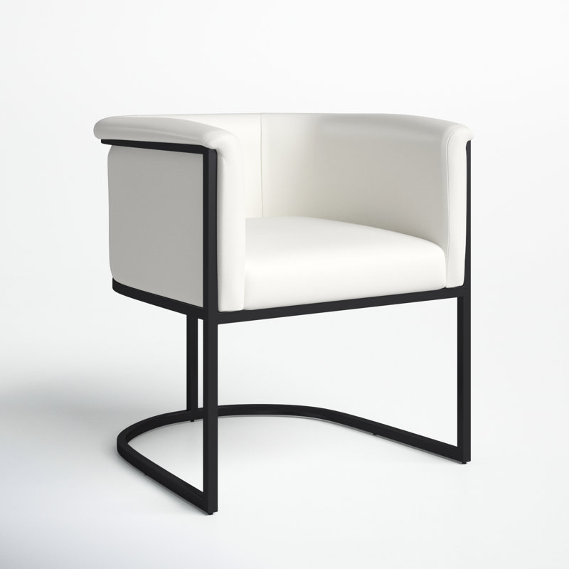 Virgil Faux Leather Upholstered Arm Chair, White, 1