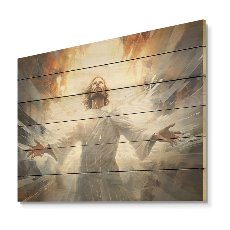 Jésus, résilience religieuse I - Christianisme, art mural sur bois de pin naturel, H 24 po x l 32 po
