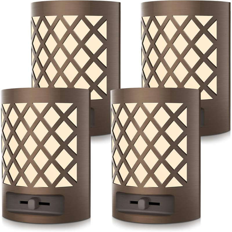 Horizontal White Plug-In Night Light With Light Sensor, 3000K Warm White, Sliding Dimmer