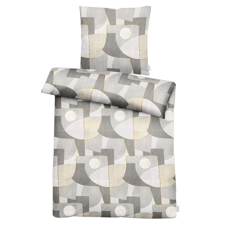 Cotton Geometric Shapes Duvet Cover Set with Pillowcases, 155 x 220 cm - 1 Pillowcase (80 x 80 cm)