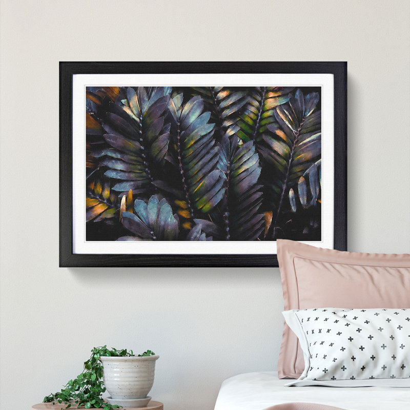 Plant Leaves - Framed Print, 24cm H x 33cm W x 2cm D, Black Framed