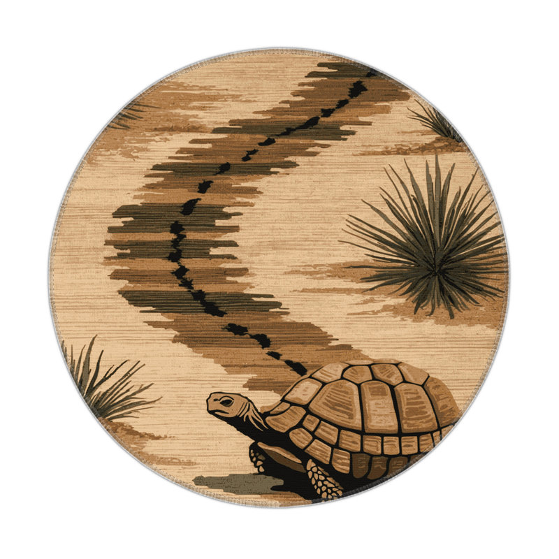 Tapis d'intérieur et d'extérieur brun Nature, Rond 5 pi