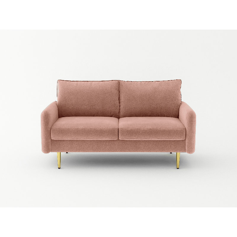Canapé rembourré 70 po Siniard, Velours rose, H 33 po x l 58 po x P 32 po