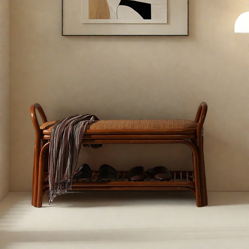 39.4in Rattan Weaving Shoe Bench