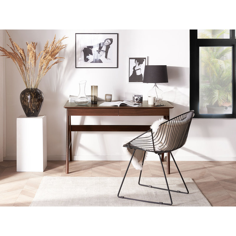 Marcello Solid Wood Base Writing Desk, Dark Brown, Dark Brown