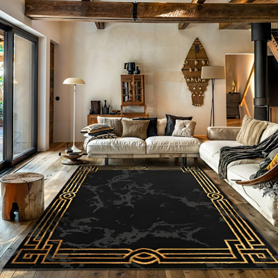Monaco Series Abrstract Black/Gray/Ivory/Beige Area Rug