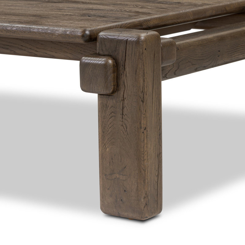 Marcia Single Coffee Table by Thomas Bina and Ronald Sasson, 13.75" H x 70.75" L x 31.5" W, Grey Reclaimed French Oak