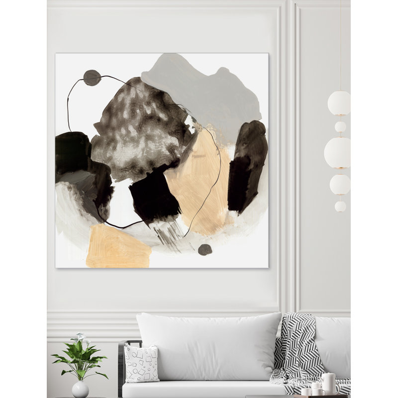 «Black and Grey Blobs», peinture sur toile sans cadre, H 54 po x l 54 po x P 1,5 po