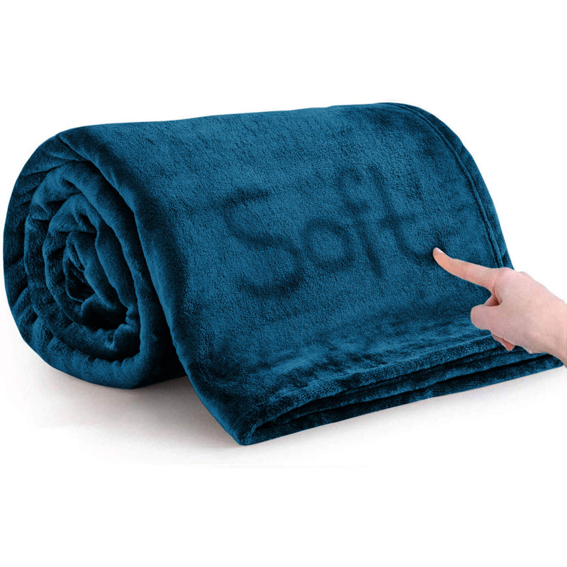 Zygi Reversible Mink Faux Plush Fur Fleece Throw/ Blanket, Teal, 270 x 230cm