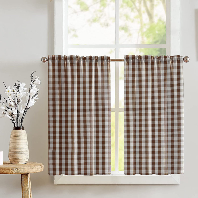 Rideaux à carreaux Gingham, Brun