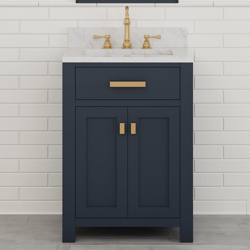 Ensemble de meuble-lavabo simple 24 po Minnetrista, Bleu monarque, Or satiné