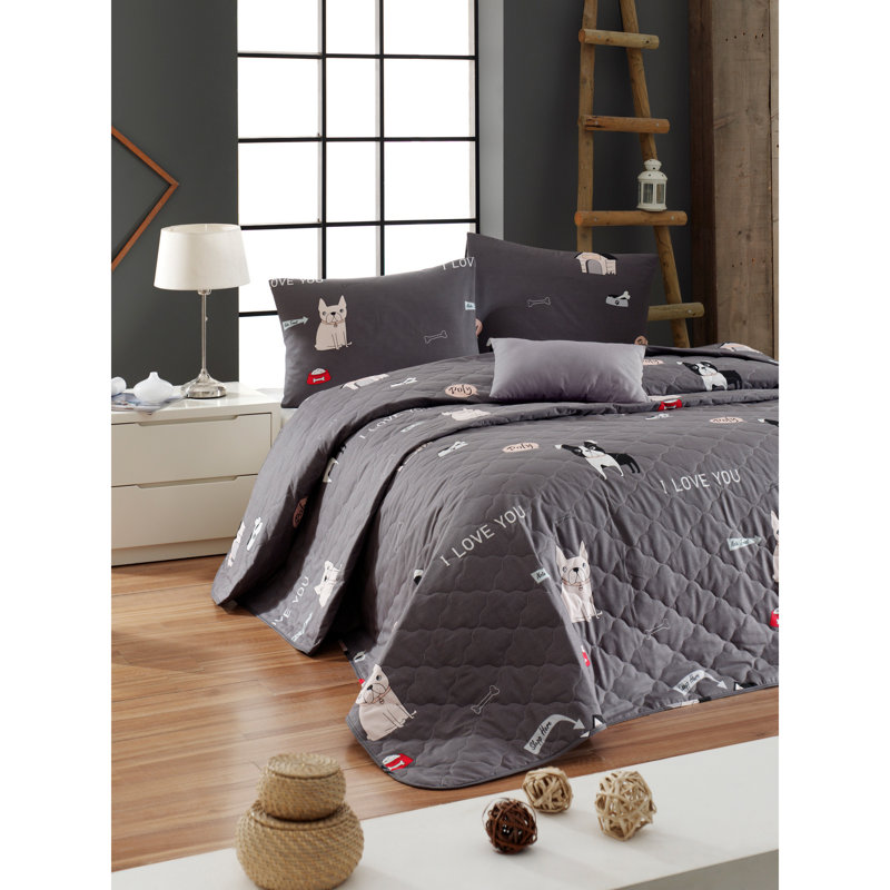 Couvre-lit matelassé très grand King, 100% coton Ranforce, 79 po x 79 po | Lavable à la machine à 30 ° C | Doux, durable et élégant en blanc, bleu, jaune et rouge | Parfait pour les chambres confortables et un décor élégant