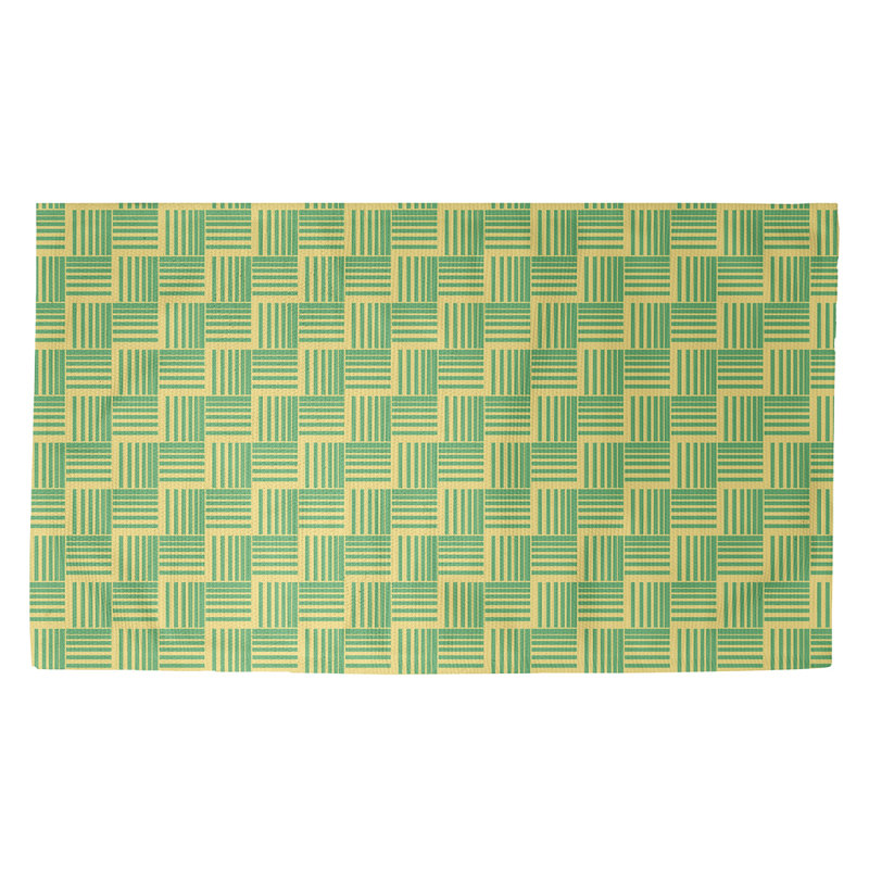 Tapis décoratif à rayures tressées de couleur verte, Rectangle 3 pi x 5 pi
