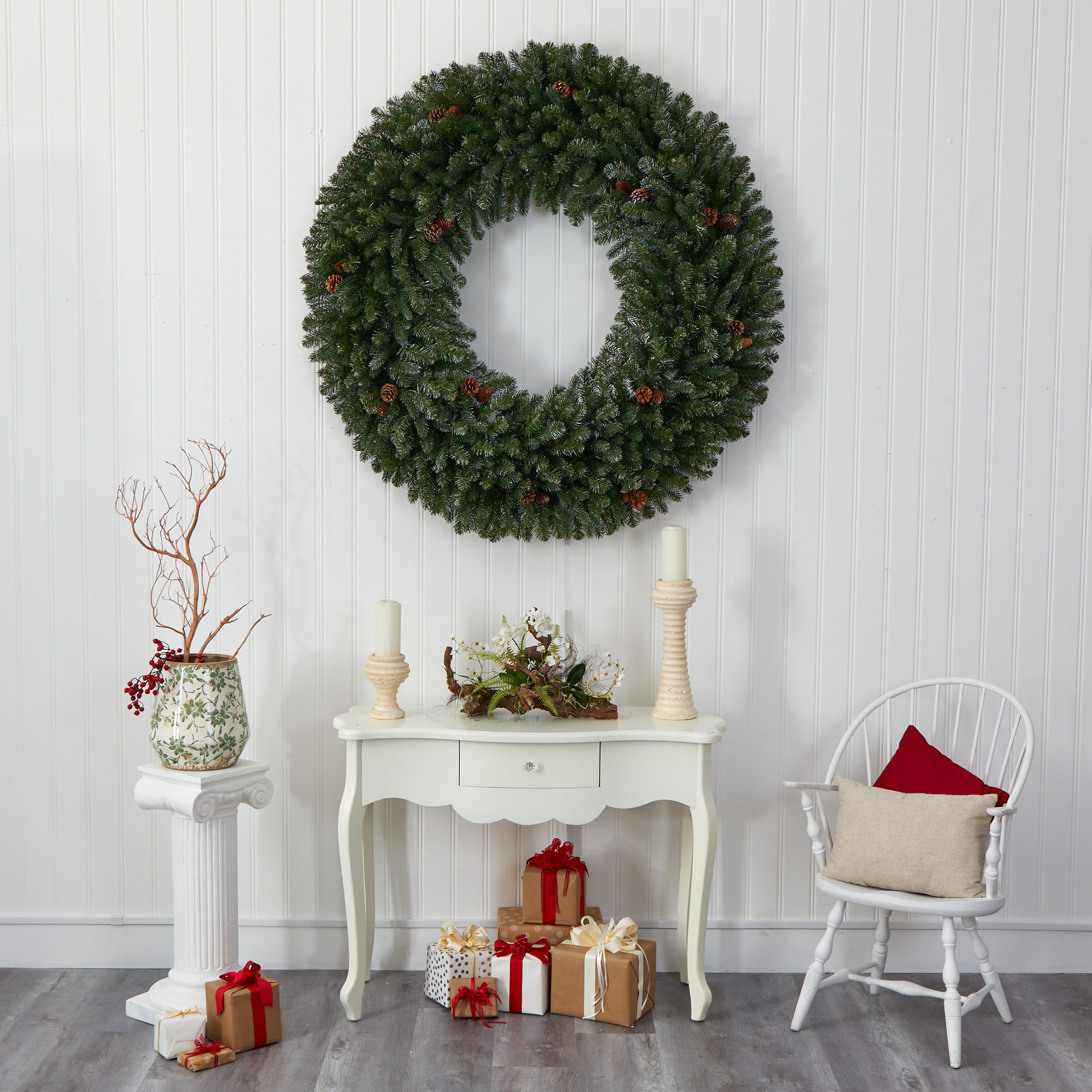 60'' Lighted Wreath, Dark Green