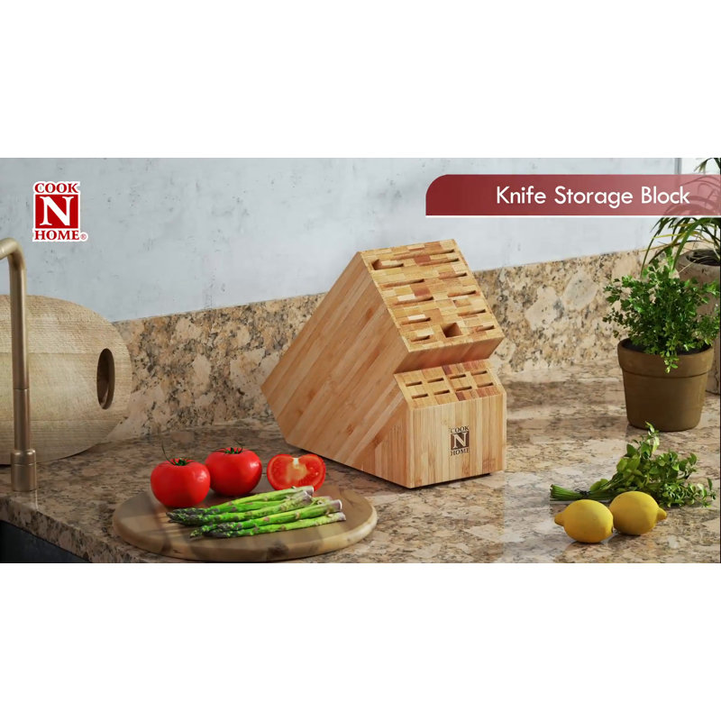 Cook N Home 20-Slot Natural Bamboo Knife Storage Block