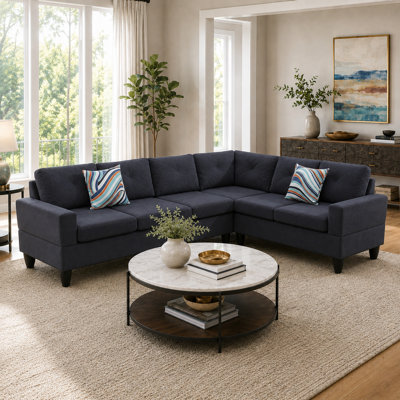Modular 4-Piece Sectional Sofa – Customizable Corner Couch for Movie Nights & Family Gathering, Easy Rearrange Design, Available