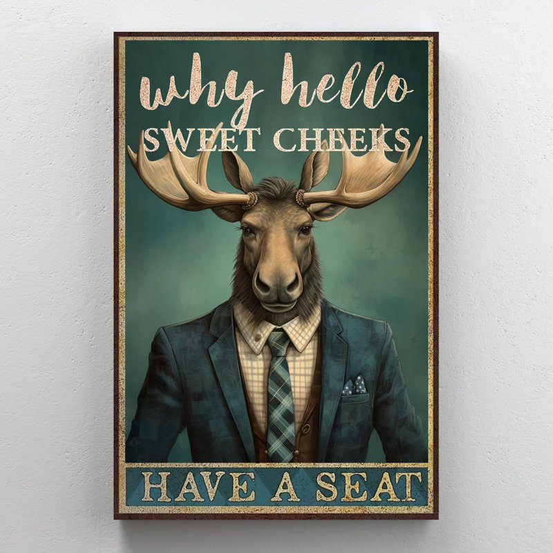 «Japrice Moose Why Hello Sweet Cheek» - 1 pièce, impression sur toile tendue sur toile tendue, H 36 po x l 24 po x P 1,25 po