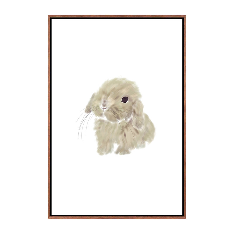 Décoration murale bébé lapin, H 40 po x l 26 po x P 1,5 po, Toile classique avec cadre brun