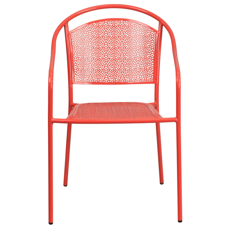 Fauteuil de patio en acier à dossier courbé Chanea, Rouge