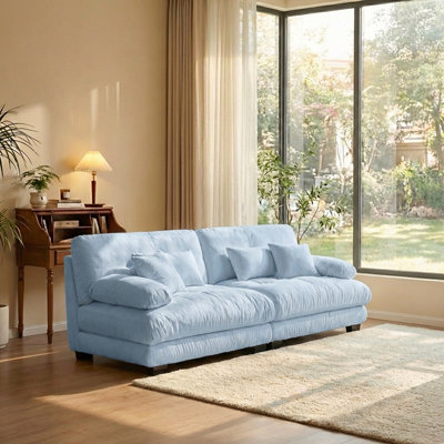 94.4" Cloud Sofa Couches for Living Room,2 Seater Sofa, Loveseat Sofa with 2 Lumbar Pillows and 2 Throw Pillows Sofa Couch for Small Space, Apartment