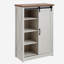 Commode 5 tiroirs avec porte de grange coulissante, commode haute de style campagne moderne à 5 tiroirs, commode de rangement pour chambre à coucher, couloir, salon, chambre d'enfant BLANC