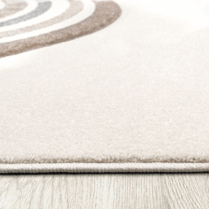 Tapis rectangulaire en polypropylène tissé à la machine, Rectangle 3 pi 11 po x 5 pi 7 po, Beige