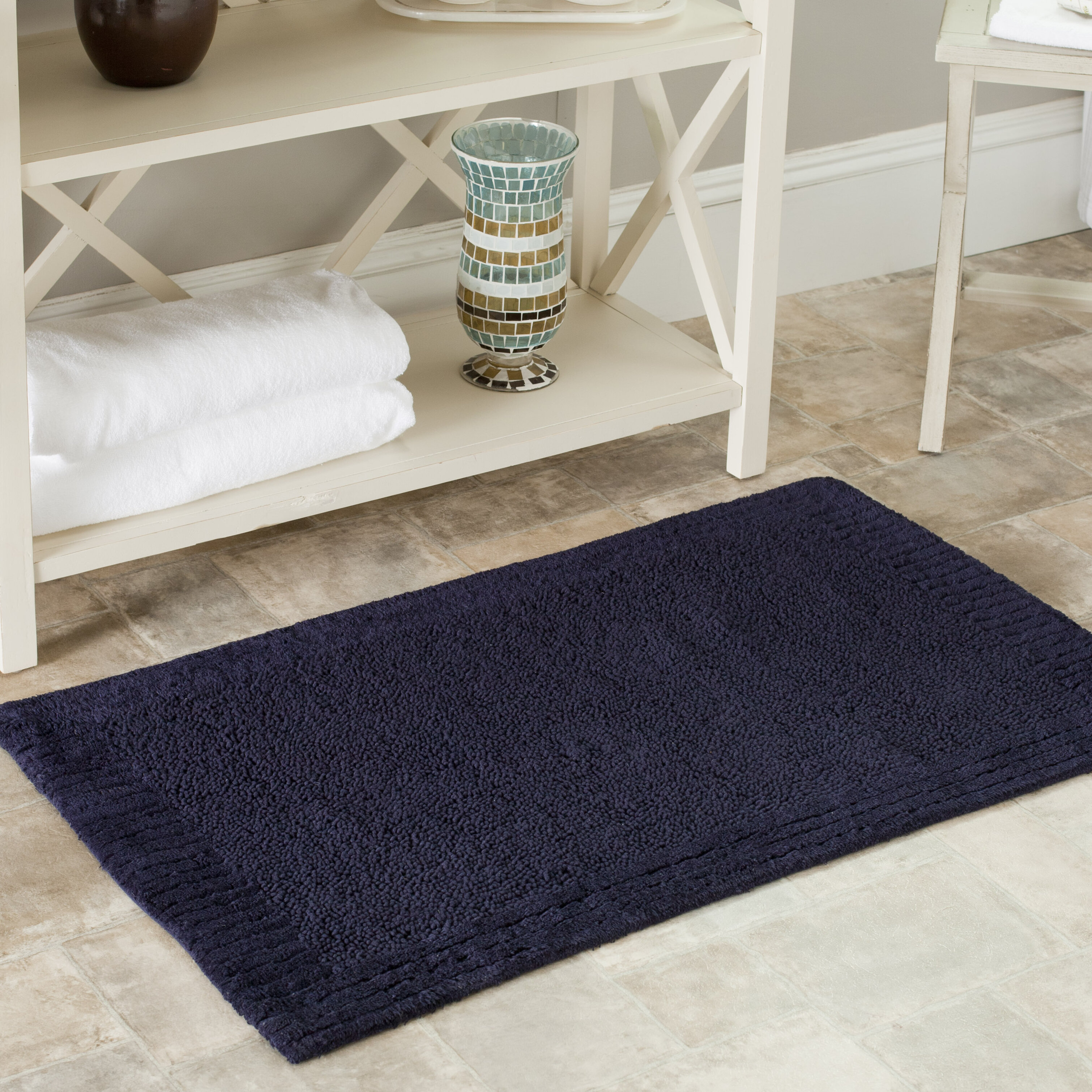 Pullum Rectangle 100% Cotton Non-Slip Regency Bath Rug Alcott Hill Color: Beige, Size: 36 x 24