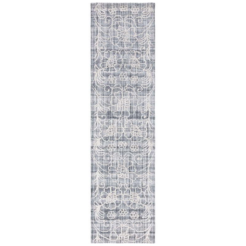 Tapis floral touffeté à la main Marbella, Tapis de couloir 2 pi 3 po x 9 pi