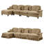 Canapé modulaire classique en L à 4 places avec repose-pieds Classic - canapé en chenille avec jupes à volants amovibles et pieds fuselés, canapé convertible à assise profonde pour le salon-759836148