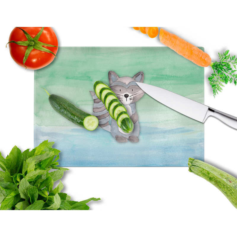 Caroline's Treasures Tempered Glass Raccoon Watercolor Cutting Board