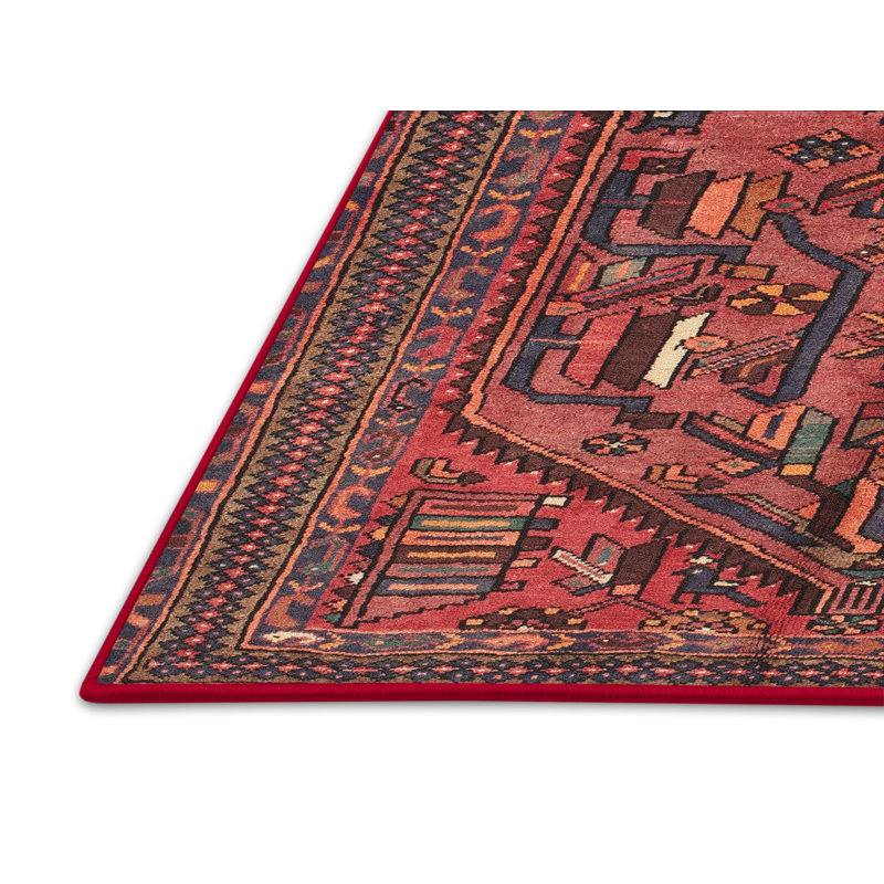 Tapis traditionnel rouge / brun Claymore, Rectangle 5 pi x 7 pi