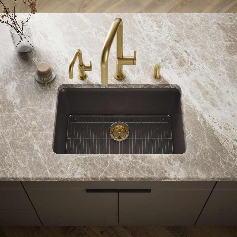 Cairn Neoroc 27-1/2" x 18-5/16" x 9-1/2" Undermount Kitchen Sink, Matte Brown