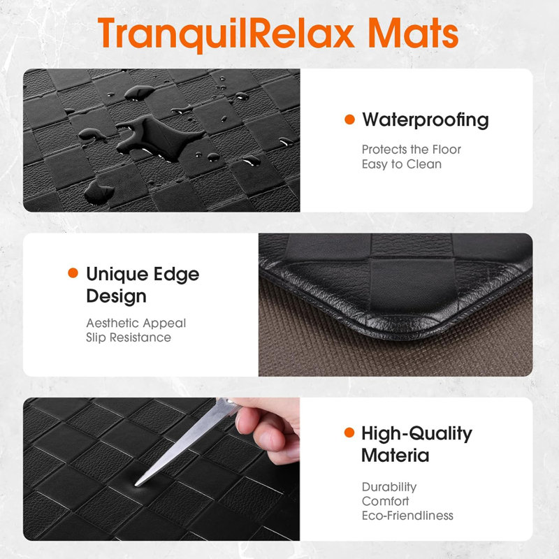 Vinyl Water Resistant Anti-Fatigue Non-Skid Kitchen Mat