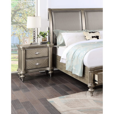Table de chevet de style contemporain en champagne antique - table de chevet 2 chambres avec rangement 2 luxueux argent
