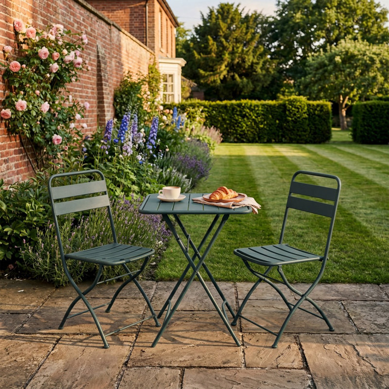 2 - Person Patio Dining Set Square Table, Green