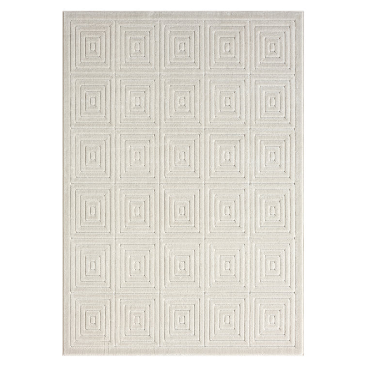 Michella Performance Transitional Modern Geometric Greek Key Ivory Indoor/Outdoor Rug