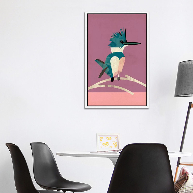 Kingfisher by Dieter Braun - Print on Canvas, 101.6 cm H x 66.04 cm W, White Framed