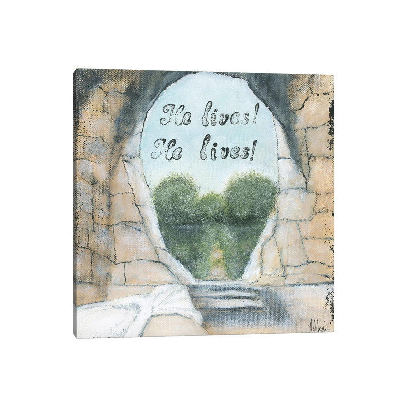 He Lives by Ashley Bradley - Painting on Canvas, 30.48 cm H x 30.48 cm W, Wrapped Canvas