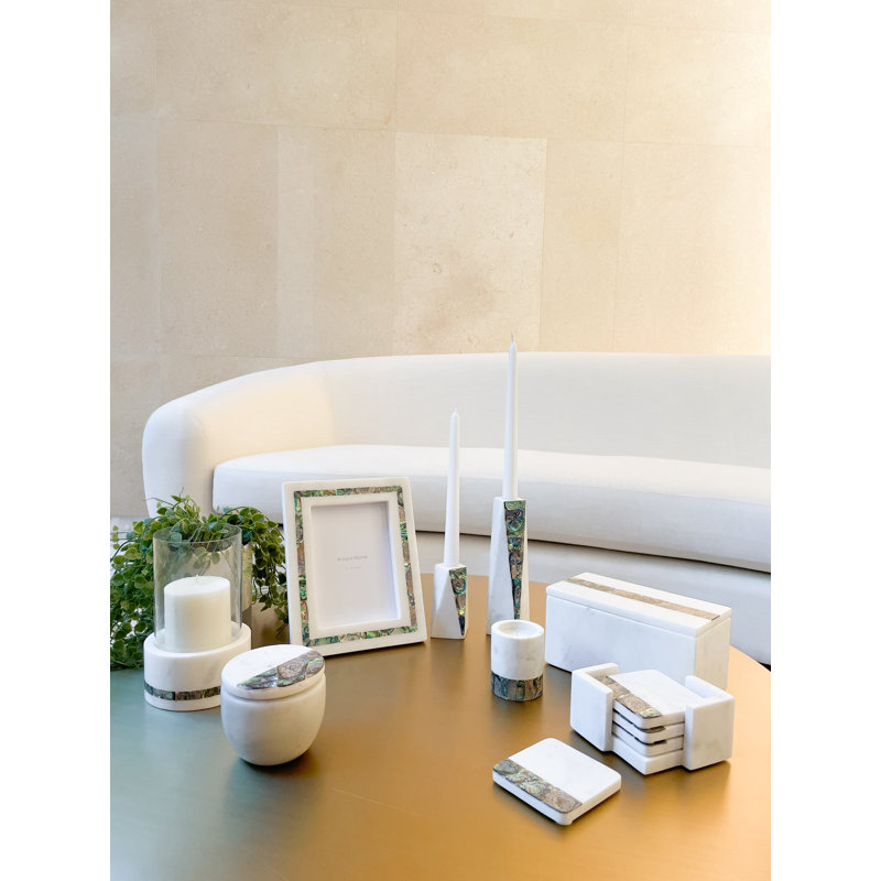 Mother Of Pearl Marble Hurricane Candle Holder