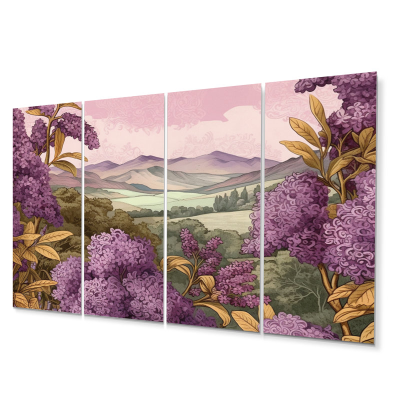 Ensemble de 4 décorations murales lilas mauves I