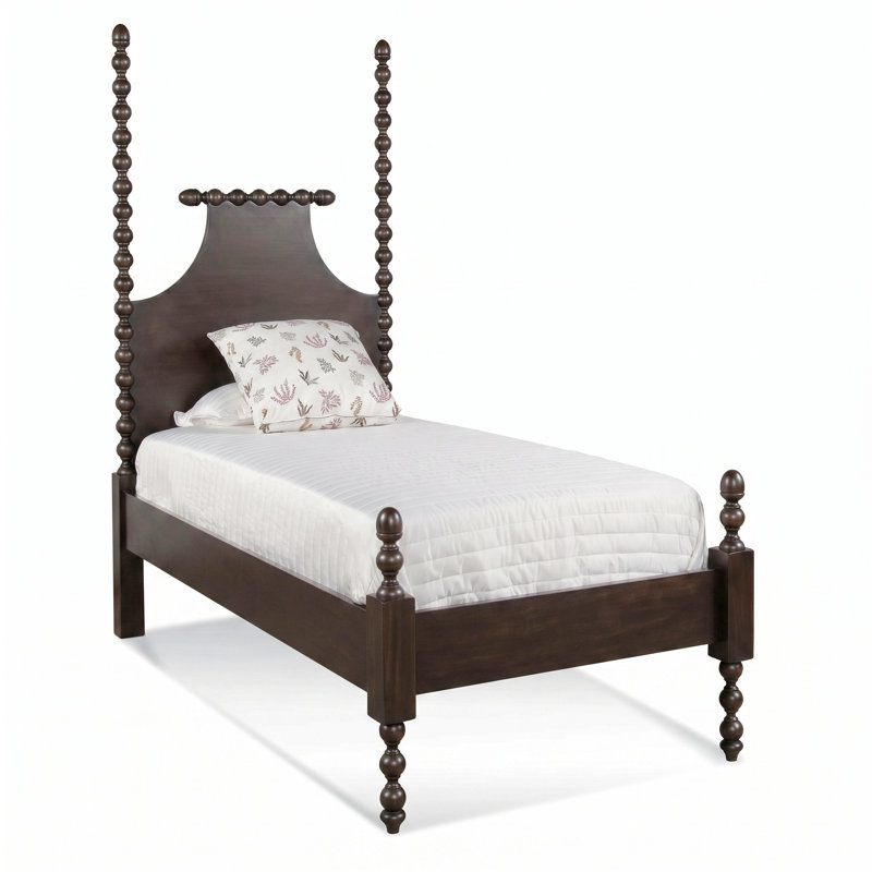 Mary Spindle Four Post Bed, Java, Twin