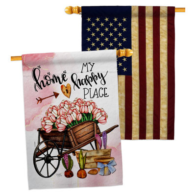 Drapeau de maison 40 x 28 po Tulipes Happy Place