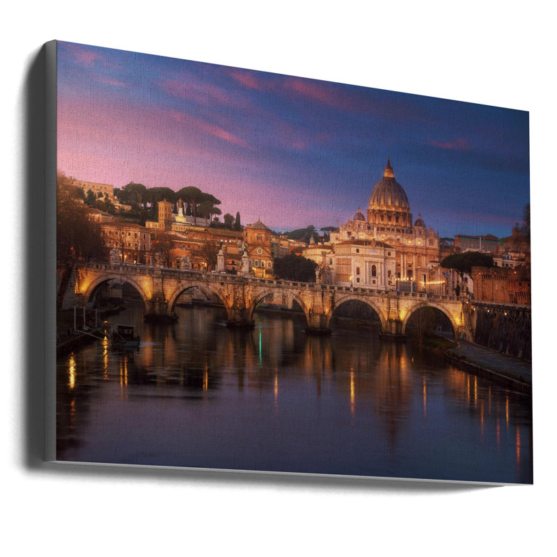 Art mural-Roma 1. Cadre flottant, Toile tendue, H 36 po x l 46,5 po x P 1,5 po