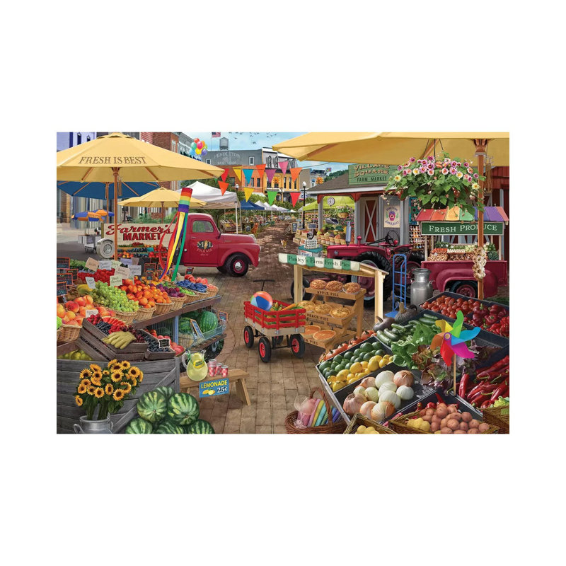 «Farmers Market Day» par Bigelow, reproduction d'art sur toile tendue, H 8 po x l 12 po x P 0,75 po