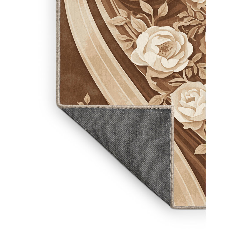 Tapis floral moelleux doux et moelleux beige Kater Aphrodite, 6 X 9
