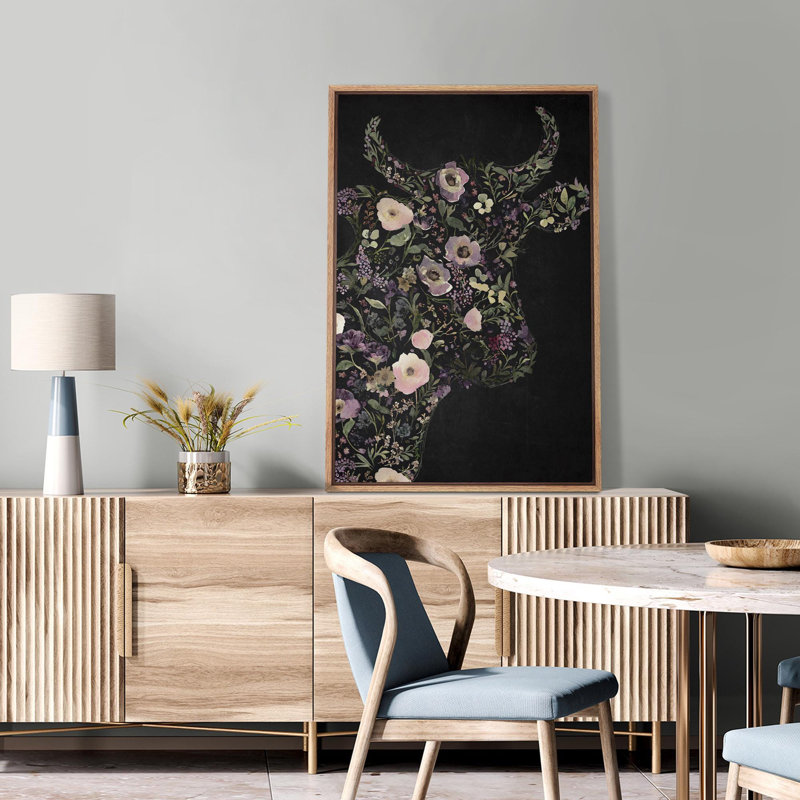 «Mauve vert Moody Cow Chic Modern Art», impression botanique encadrée, impression sur toile, Naturel, H 36 po x l 24 po