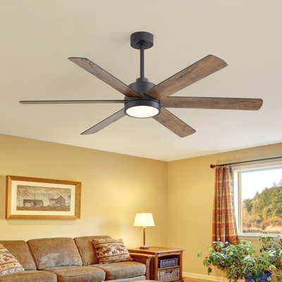 Ventilateurs de plafond de 60 po avec lumières et télécommande, grand ventilateur industriel avec moteur à courant continu réversible à 6 vitesses, ventilateur de plafond avec lumière pour le patio de la chambre à coucher