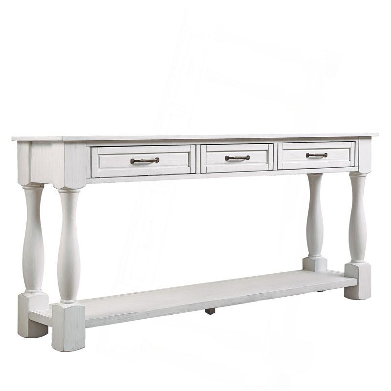 63Inch Long Wood Console Table With 3 Drawers And 1 Bottom Shelf For Entryway Hallway Easy Assembly Extra-Thick Sofa Table