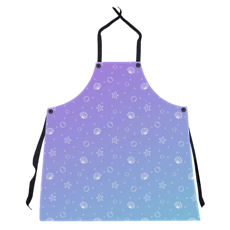 Tablier à motif coquillage, Mauve / bleu sarcelle