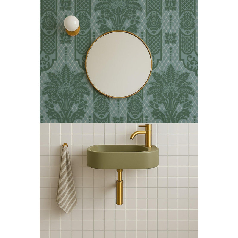 Columnar Bloom - Wallpaper, Cloud Blue, Faux Grasscloth